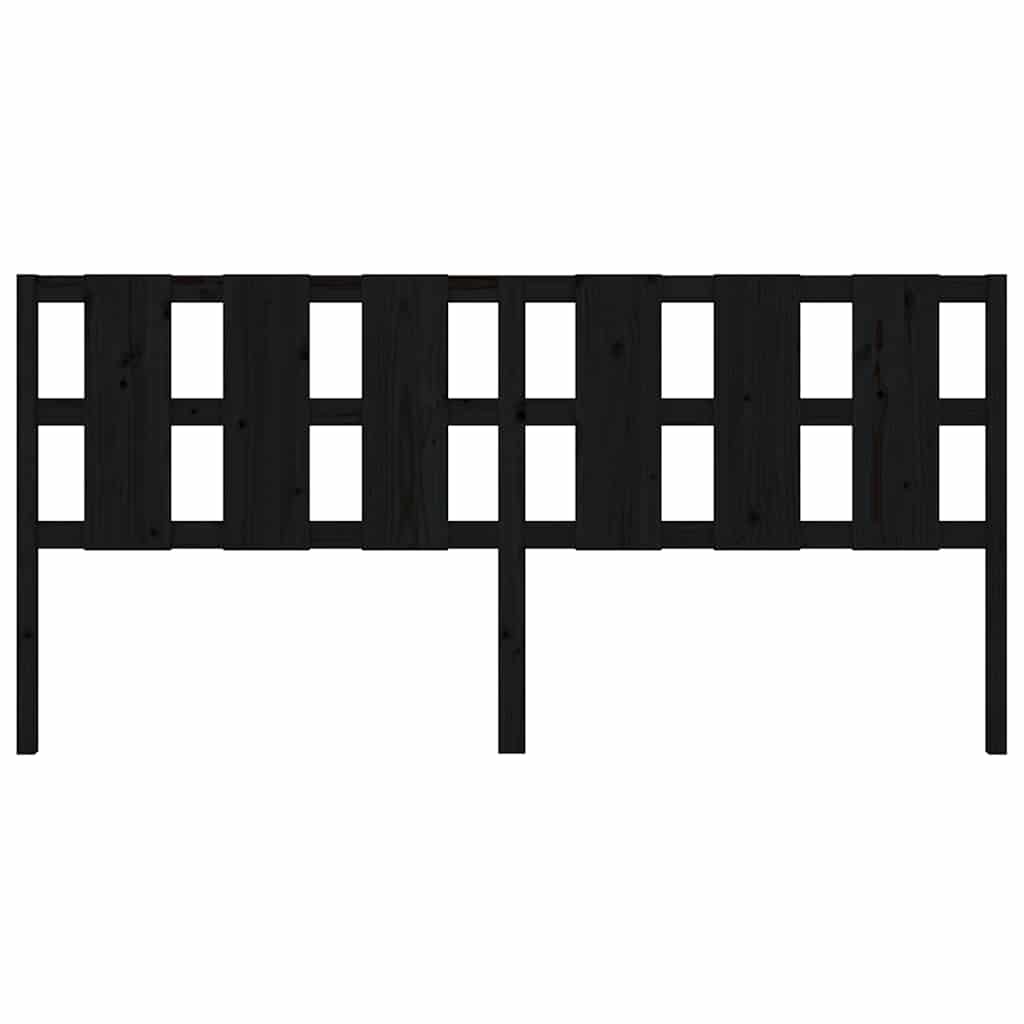 vidaXL Bed Headboard | Black | Solid pine wood | 205.5 cm wide, 100 cm tall 4