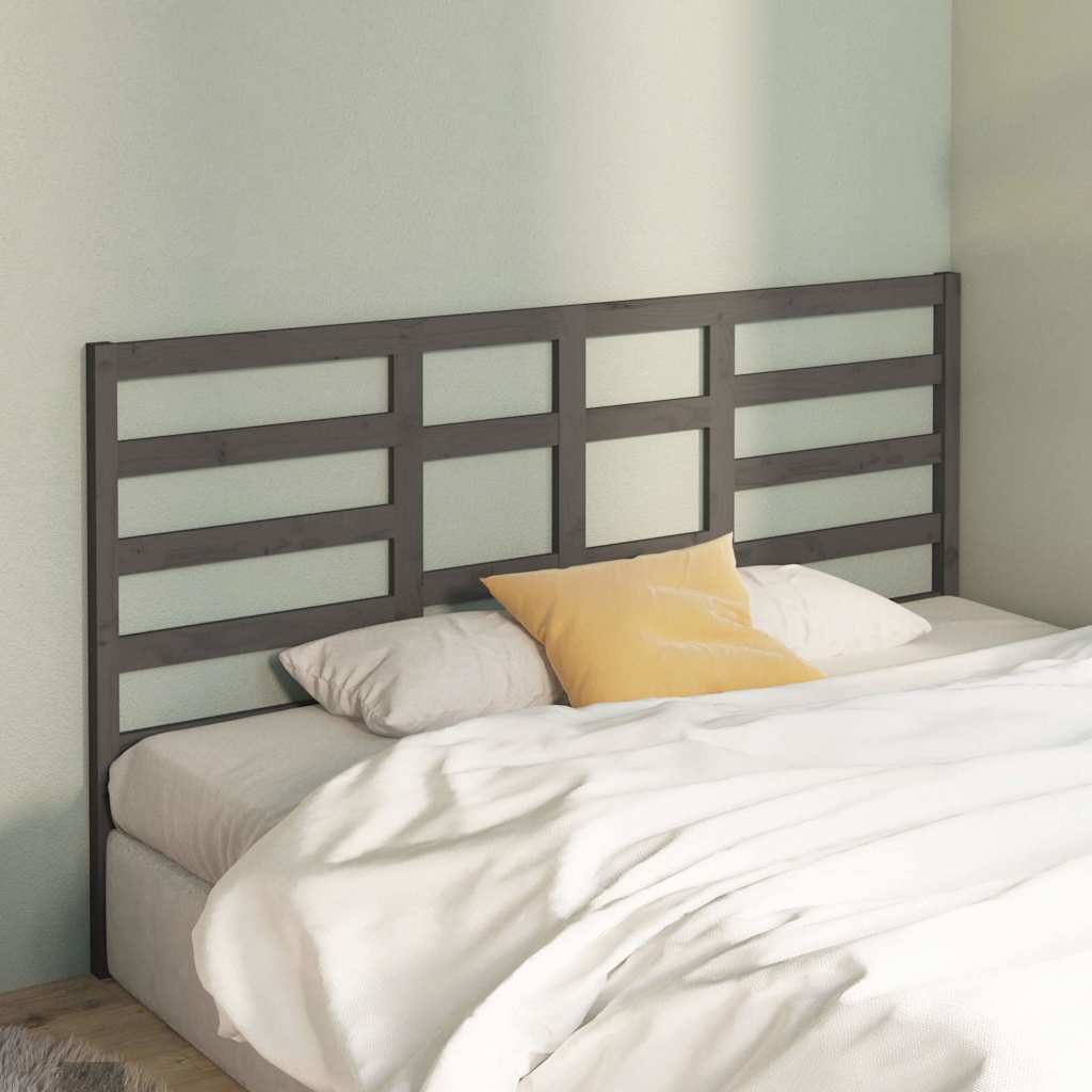 vidaXL Bed Headboard | Grey | Solid pine wood | Large | Decorative Inlays 3