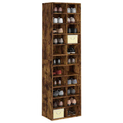 vidaXL Shoe Cabinet Smoked Oak 54x34x183 cm Engineered Wood 3