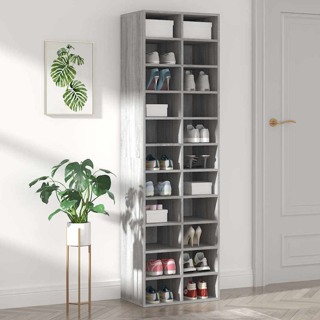 vidaXL Shoe Cabinet Grey Sonoma 54x34x183 cm Engineered Wood 1