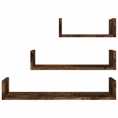 vidaXL Wall Display Shelves 3 pcs Smoked Oak Engineered Wood 3