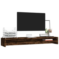 vidaXL Monitor Stand Smoked Oak 100x24x13 cm Engineered Wood 3