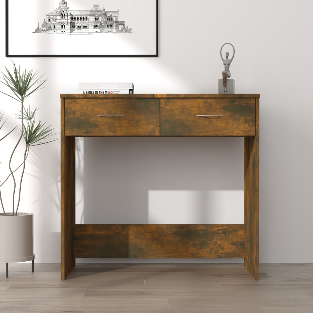 vidaXL Desk Smoked Oak 80x40x75 cm Engineered Wood 1