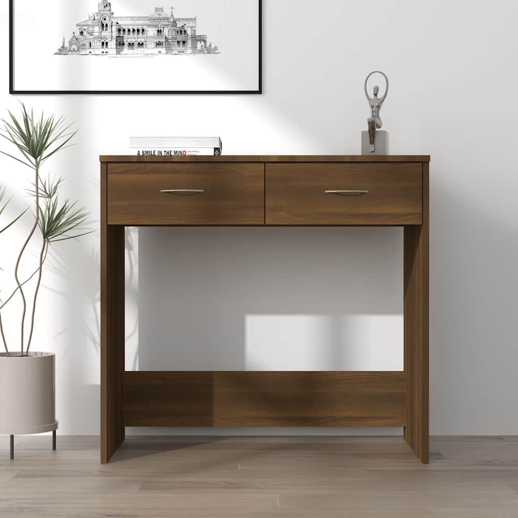 vidaXL Desk Brown Oak 80x40x75 cm Engineered Wood 1