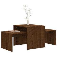 vidaXL Coffee Table Set Brown Oak 100x48x40 cm Engineered Wood 3