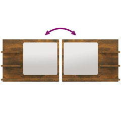 vidaXL Bathroom Mirror Smoked Oak 60x10.5x45 cm Engineered Wood 5