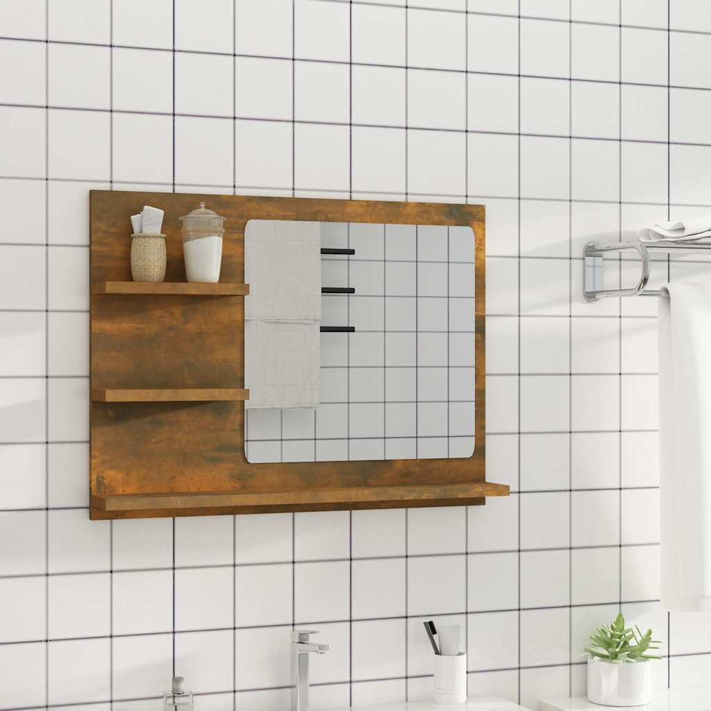 Bathroom Mirror 60x10,5x45 cm Engineered Wood Smoked oak