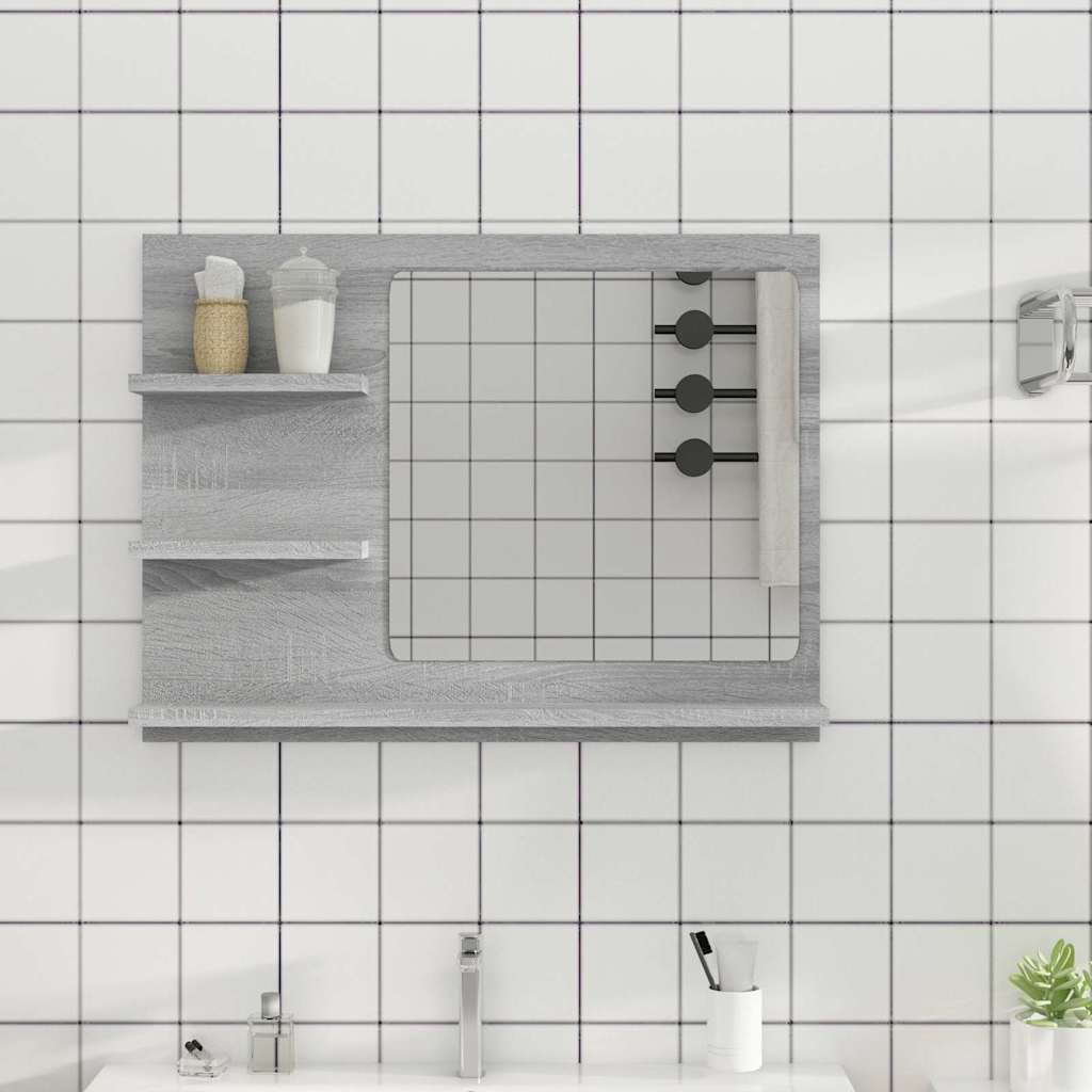 Bathroom Mirror 60x10,5x45 cm Engineered Wood Grey sonoma