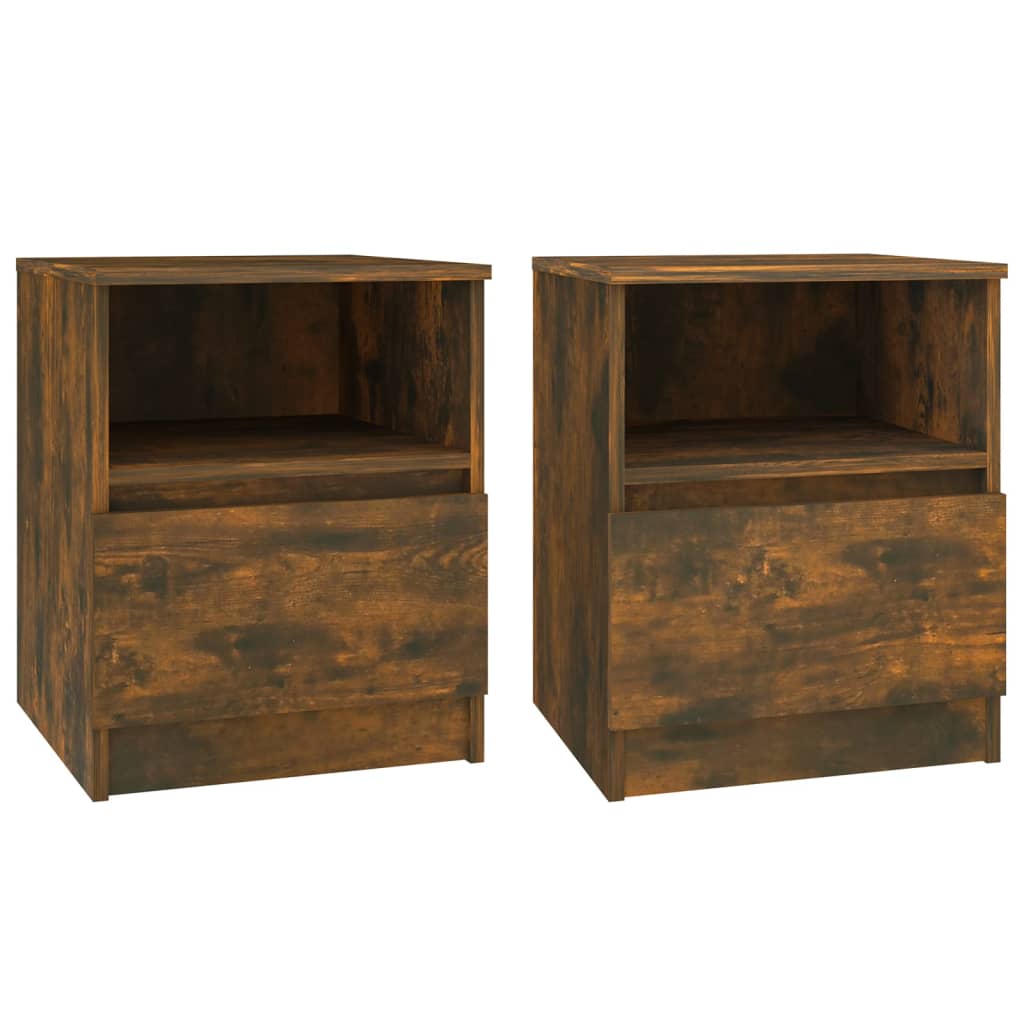 vidaXL Bedside Cabinets 2 pcs Smoked Oak 40x40x50 cm Engineered Wood 2