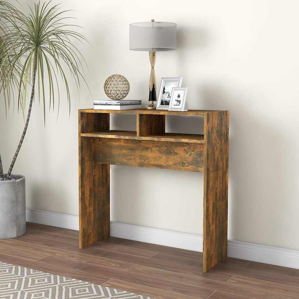 vidaXL Console Table Smoked Oak 78x30x80 cm Engineered Wood 3