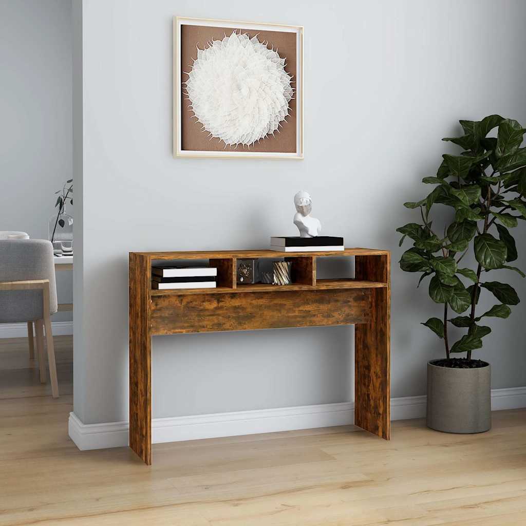 vidaXL Console Table Smoked Oak 105x30x80 cm Engineered Wood 3