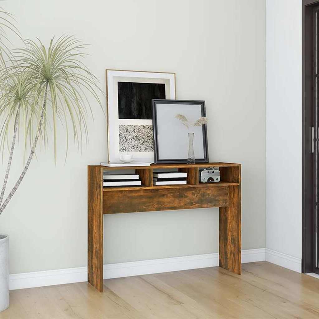 vidaXL Console Table Smoked Oak 105x30x80 cm Engineered Wood 1