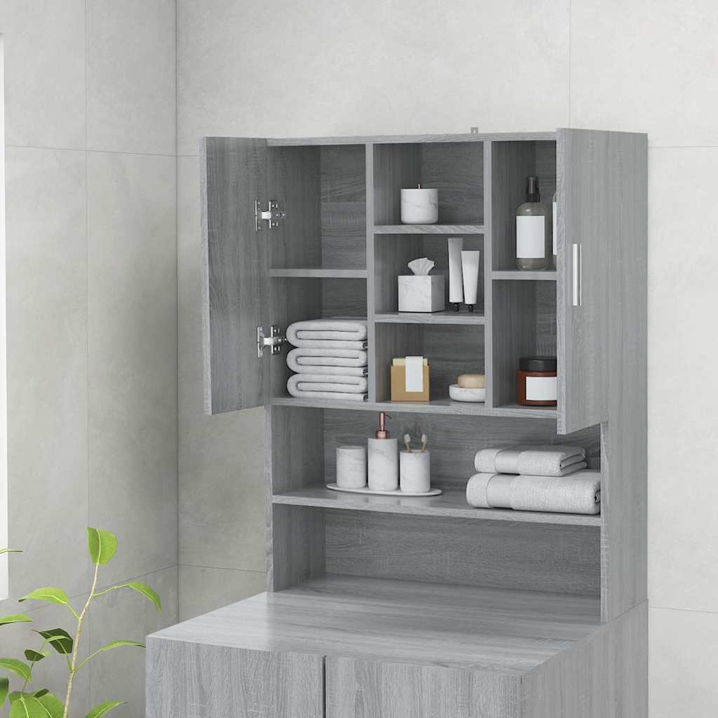 vidaXL Washing Machine Cabinet Grey Sonoma 70.5x25.5x90 cm 3