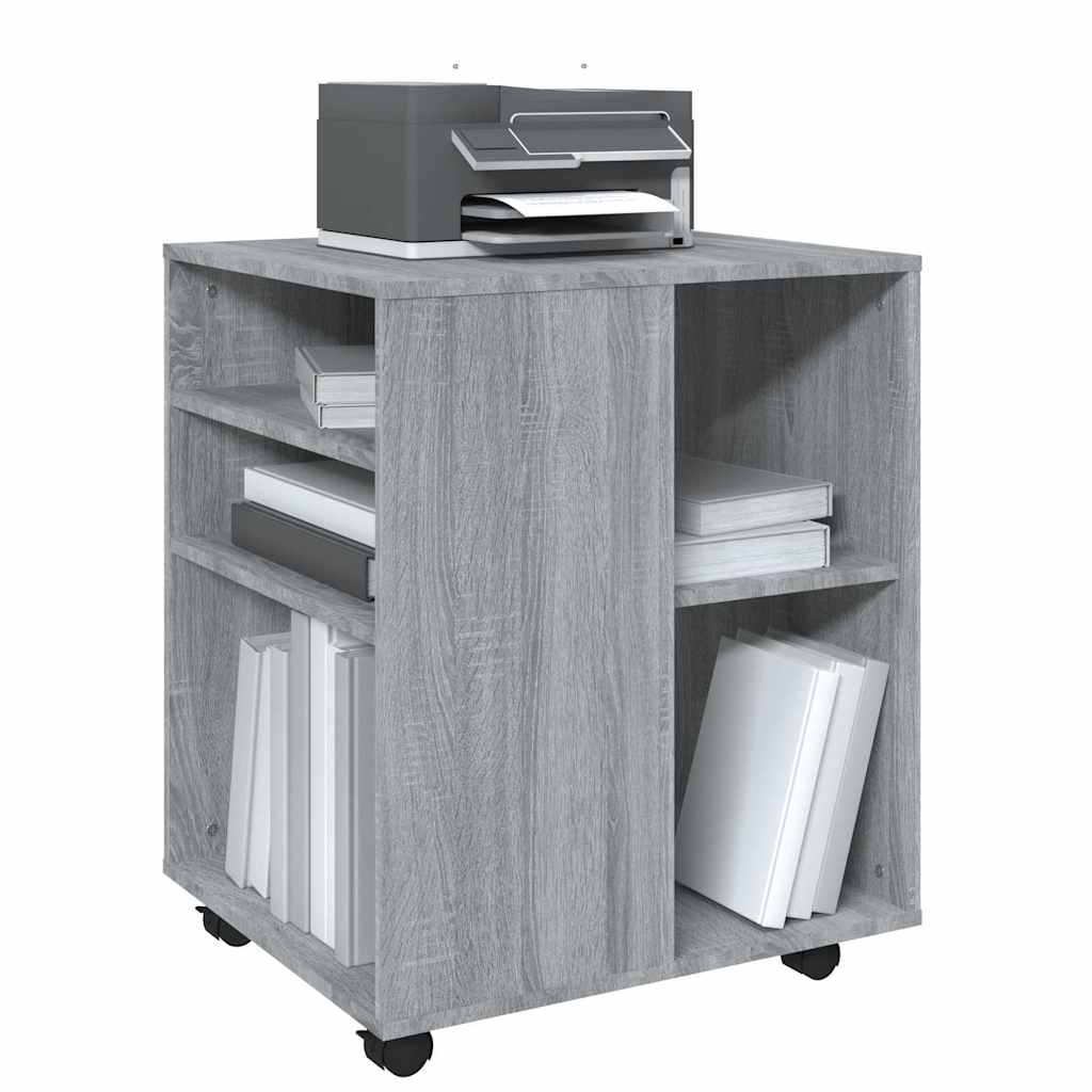 vidaXL Rolling Cabinet Grey Sonoma 60x53x72 cm Engineered Wood 4