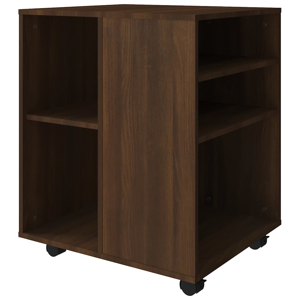 Rolling Cabinet Brown Oak Engineered Wood, image 6