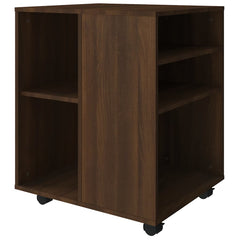 Rolling Cabinet Brown Oak Engineered Wood, image 6