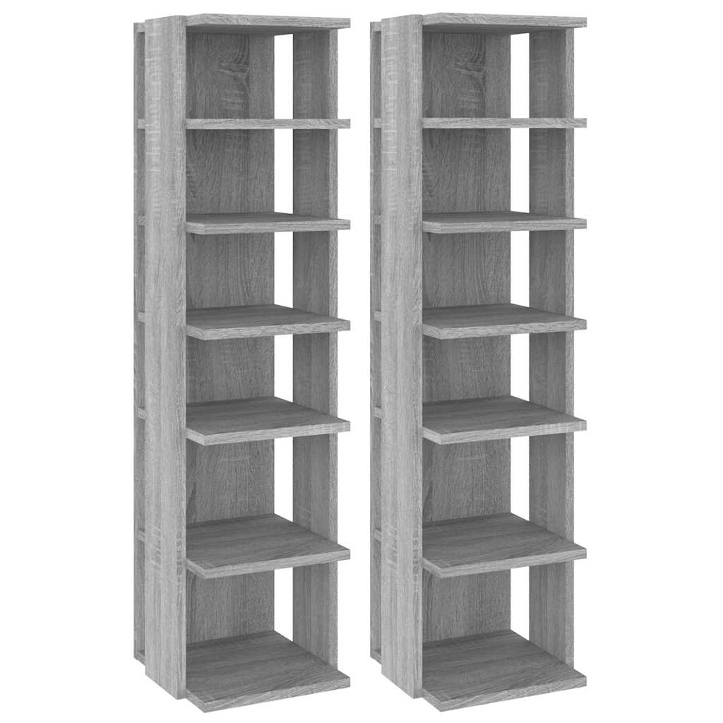 vidaXL Shoe Racks 2 pcs Grey Sonoma 27.5x27x102 cm Engineered Wood 2