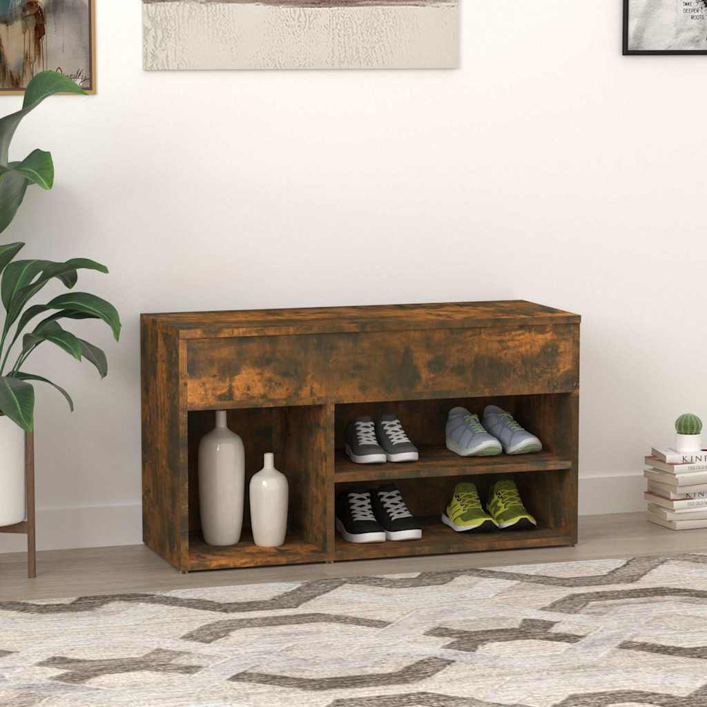 816053 vidaXL Shoe Bench Smoked Oak 80x30x45 cm Engineered Wood 3