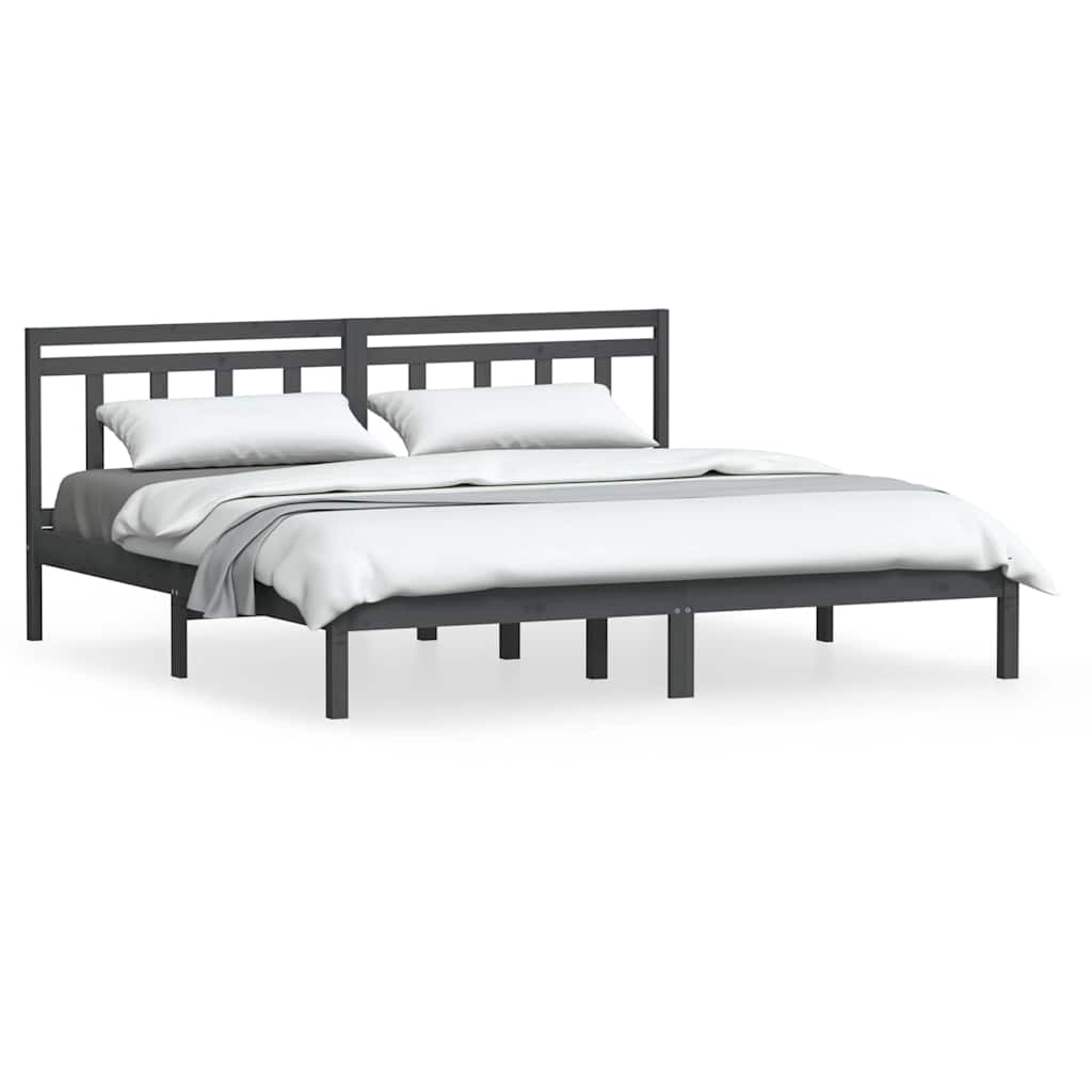 vidaXL Bed Frame without Mattress Grey Solid Wood 200x200 cm 2