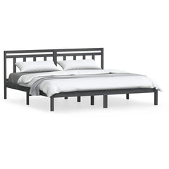 vidaXL Bed Frame without Mattress Grey Solid Wood 200x200 cm 2