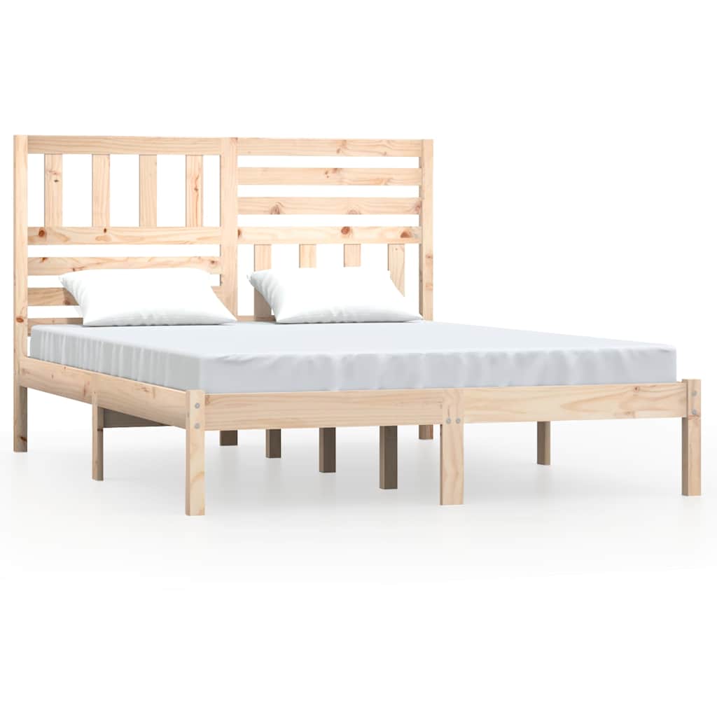 Bed Frame without Mattress Solid Wood Pine Length 200 cm Natural 140 cm