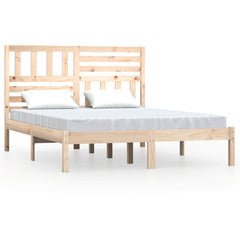 Bed Frame without Mattress Solid Wood Pine Length 200 cm Natural 140 cm