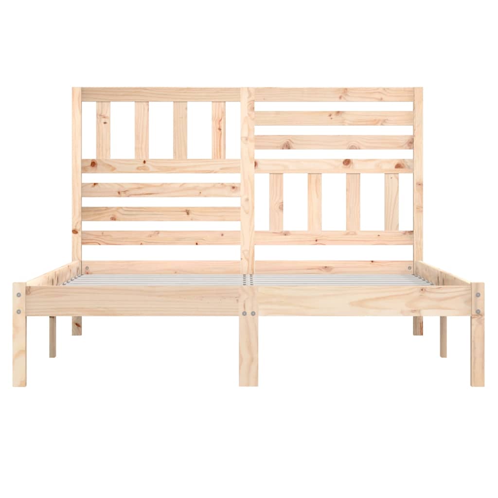 Bed Frame without Mattress Solid Wood Pine Length 200 cm Natural 140 cm