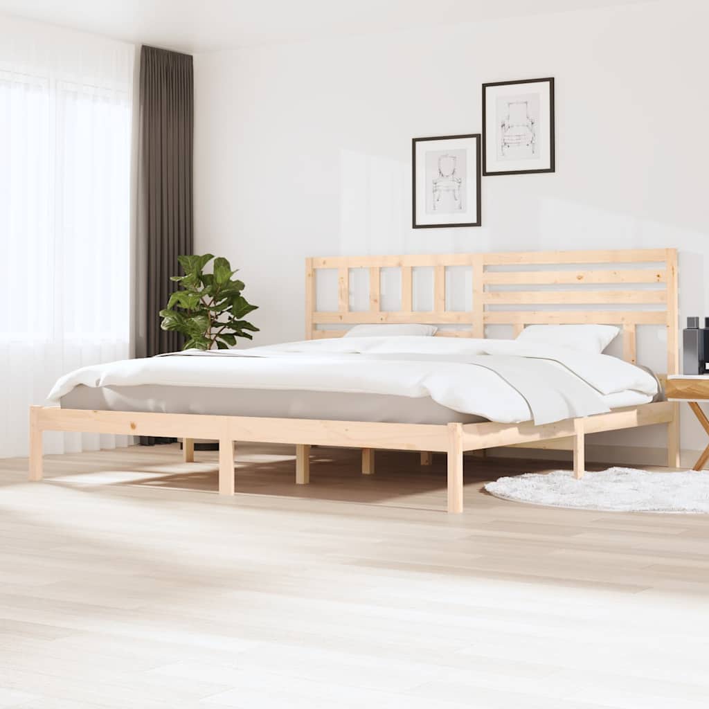 Bed Frame without Mattress Solid Wood Pine Length 200 cm Natural 180 cm