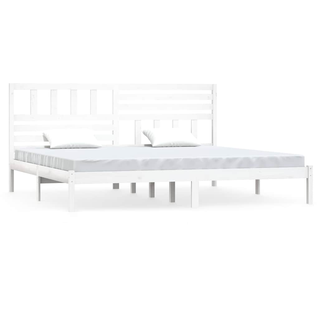vidaXL Bed Frame without Mattress White Solid Wood Pine 200x200 cm 2