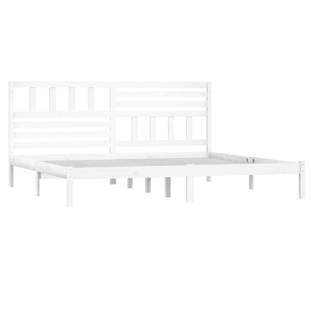 vidaXL Bed Frame without Mattress White Solid Wood Pine 200x200 cm 3