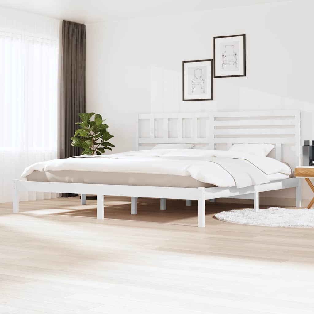 vidaXL Bed Frame without Mattress White Solid Wood Pine 200x200 cm 1