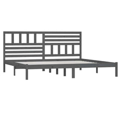 vidaXL Bed Frame without Mattress Grey Solid Wood Pine 200x200 cm 3