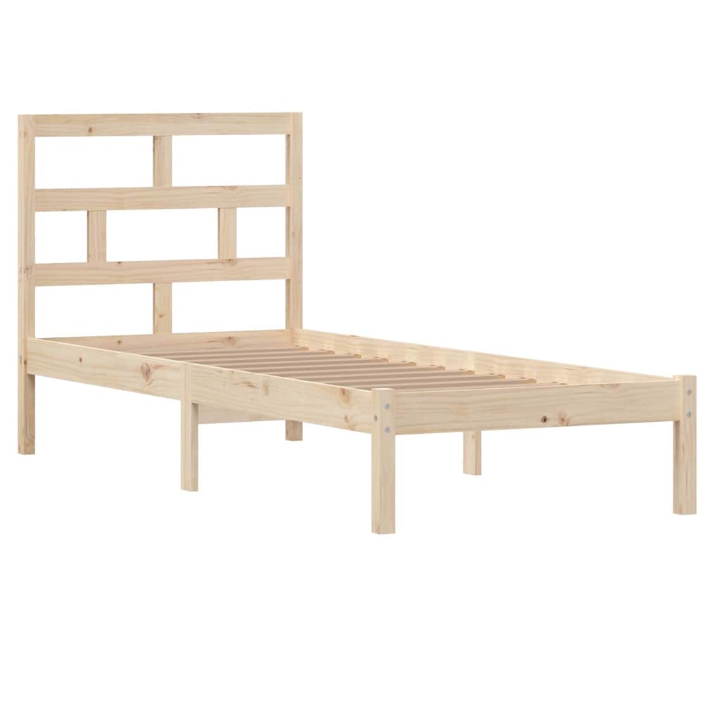 Bed Frame without Mattress Solid Wood Length 190 cm Natural 75 cm