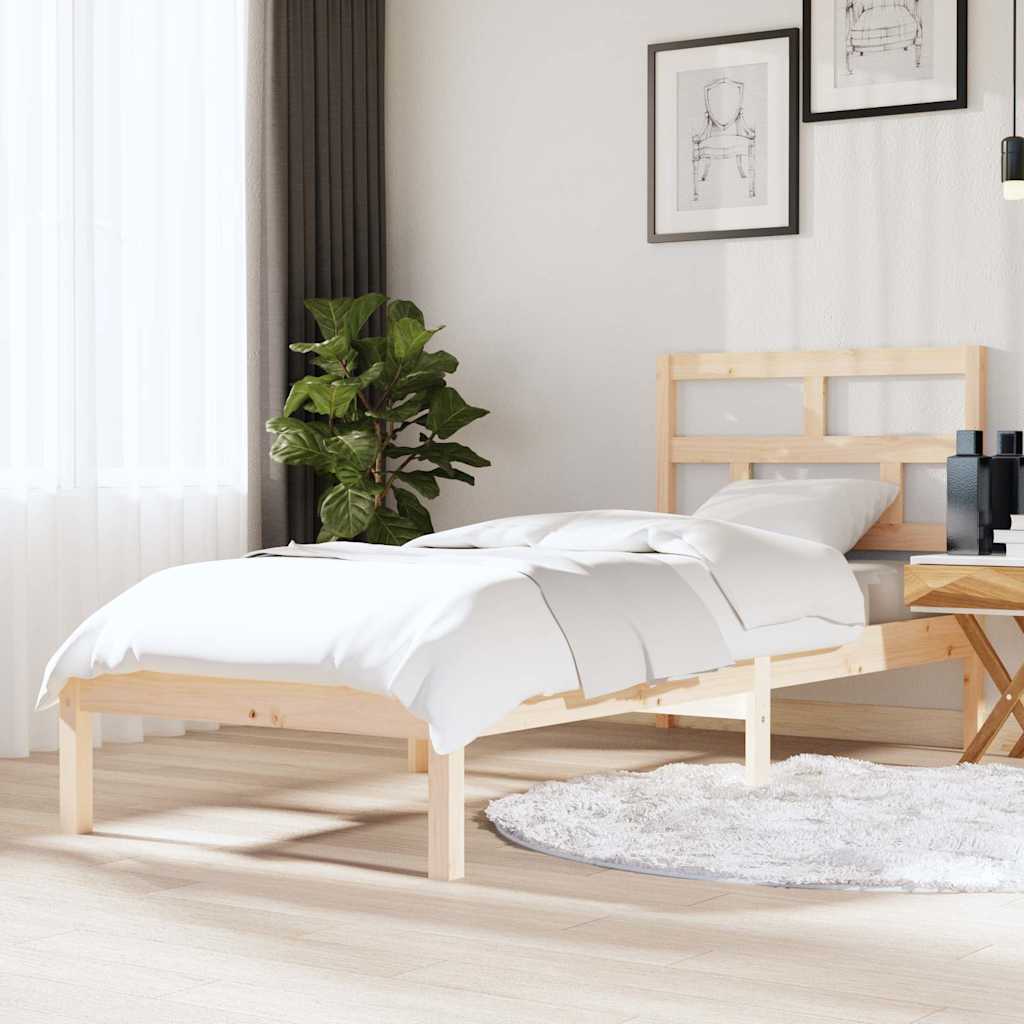 Bed Frame without Mattress Solid Wood Length 190 cm Natural 75 cm