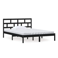 vidaXL Bed Frame without Mattress Black King Size Solid Wood 2