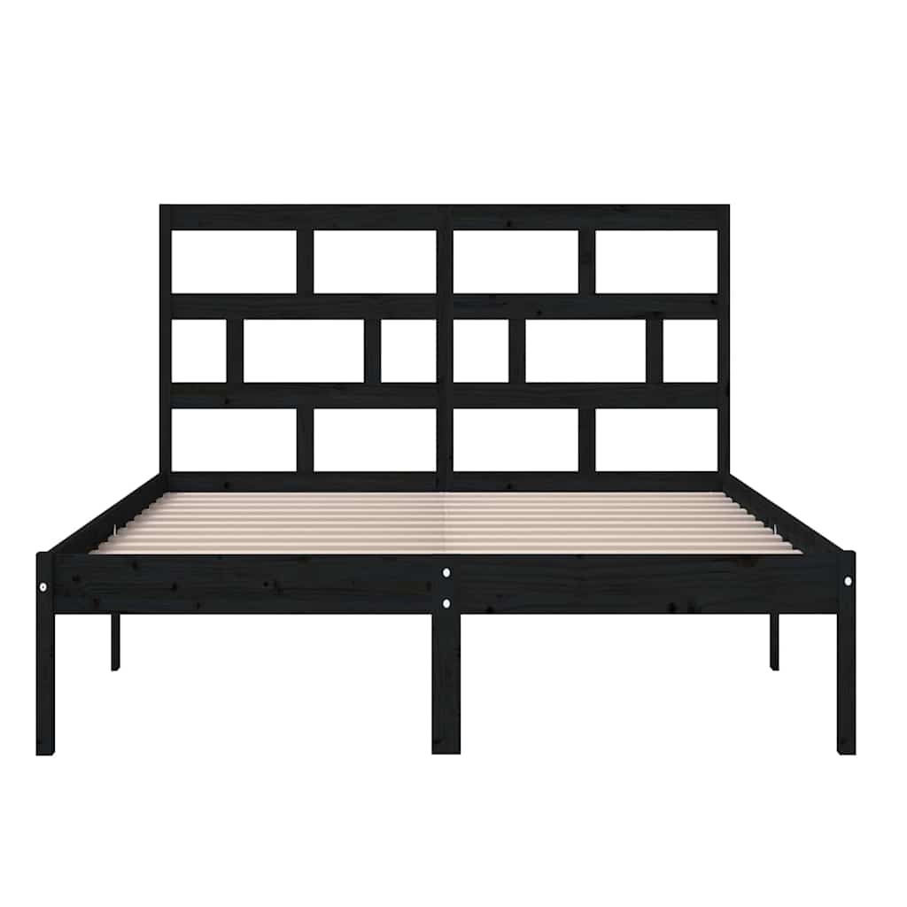 vidaXL Bed Frame without Mattress Black King Size Solid Wood 4