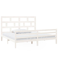 vidaXL Bed Frame without Mattress White Solid Wood 200x200 cm 2
