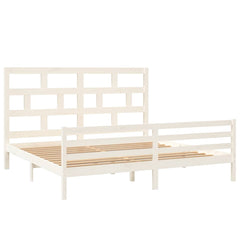 vidaXL Bed Frame without Mattress White Solid Wood 200x200 cm 3