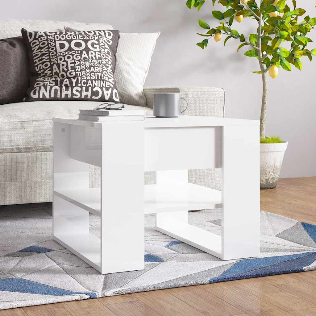 vidaXL Coffee Table | High gloss white | Engineered wood | Compact 1