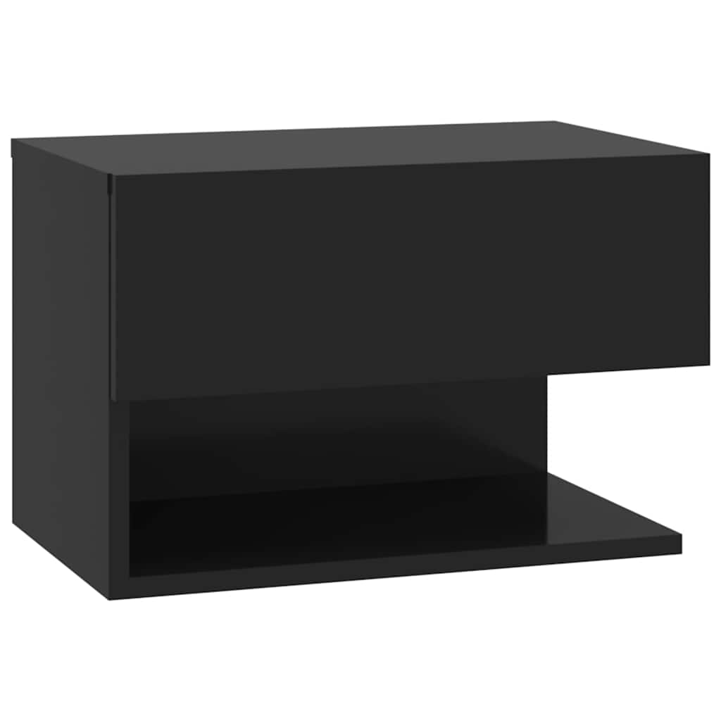 810955 vidaXL Wall-mounted Bedside Cabinet Black 2