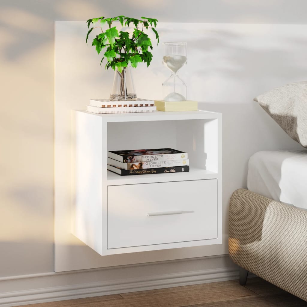 811008 vidaXL Wall-mounted Bedside Cabinets 2 pcs White 3
