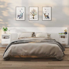 Wall-mounted Bedside Cabinet in White