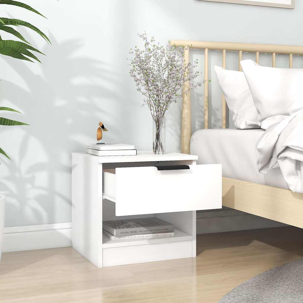 vidaXL Bedside Cabinets 2 pcs White Engineered Wood 3