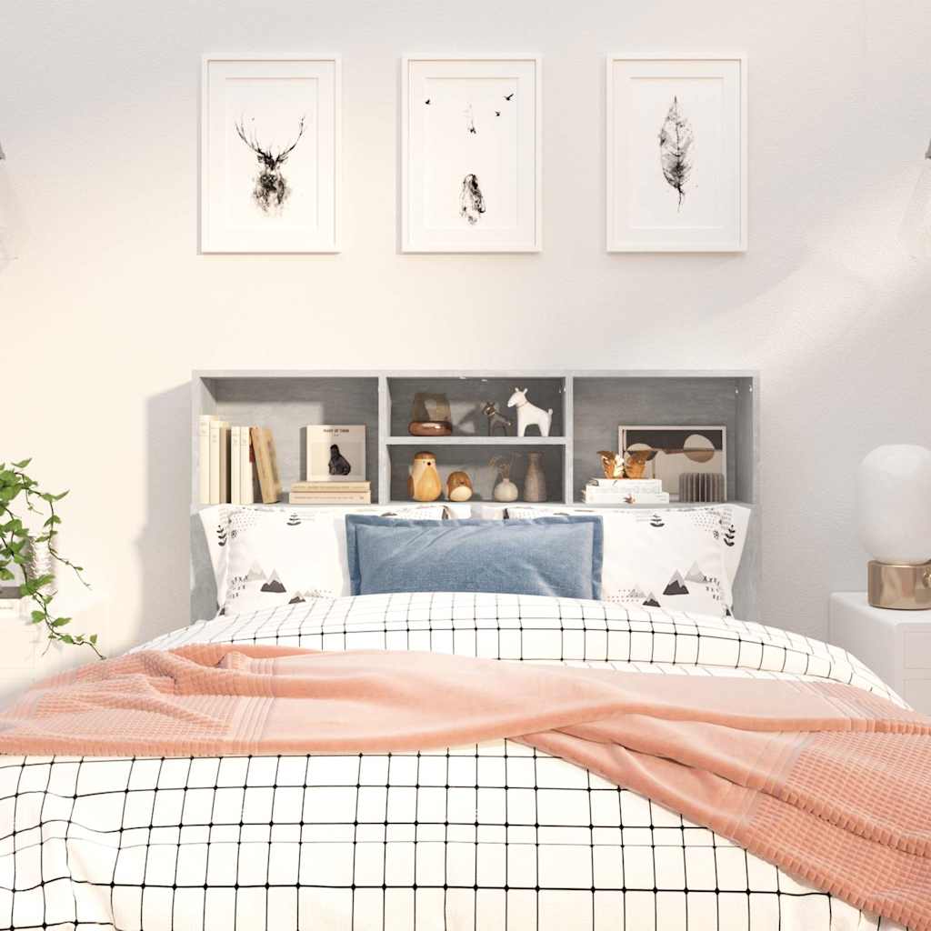 vidaXL Headboard Cabinet | Concrete Grey | Engineered wood | 120 x 19 x 103.5 cm 3