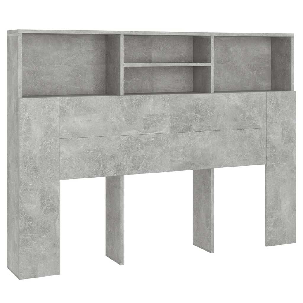 vidaXL Headboard Cabinet | Concrete Grey | Engineered wood | Medium 2