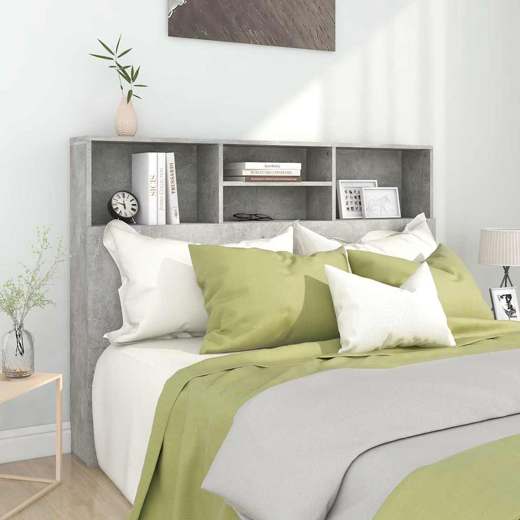 vidaXL Headboard Cabinet | Concrete Grey | Engineered wood | Medium 1