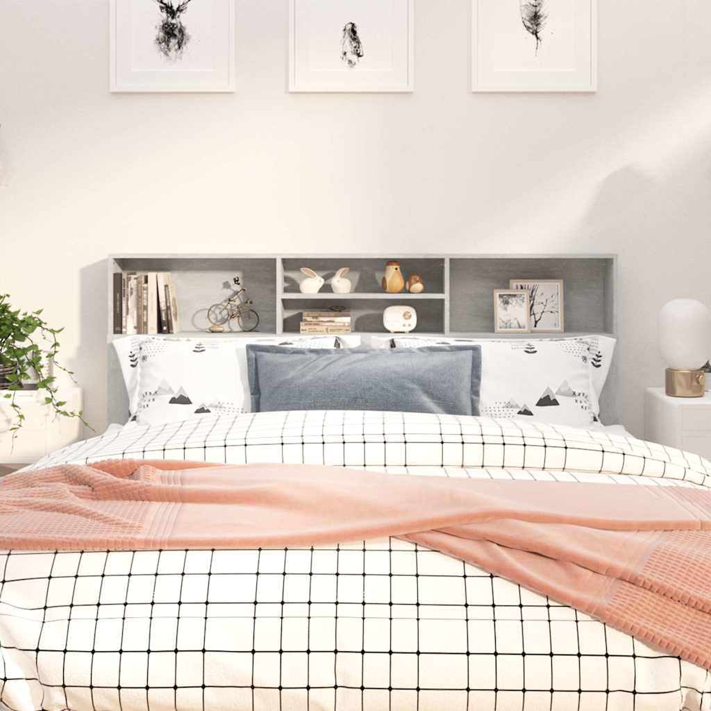 Headboard Cabinet 180x19x103.5 cm Concrete grey
