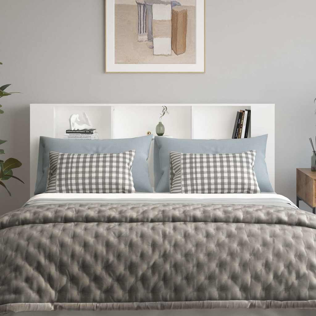 vidaXL Headboard Cabinet White 180x18.5x104.5 cm 3