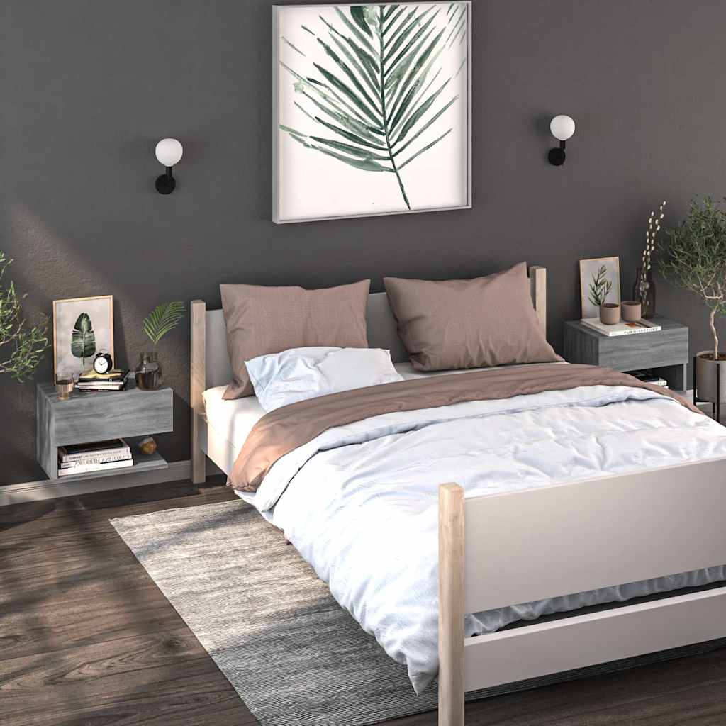 Wall-mounted Bedside Cabinets 2 pcs Grey sonoma