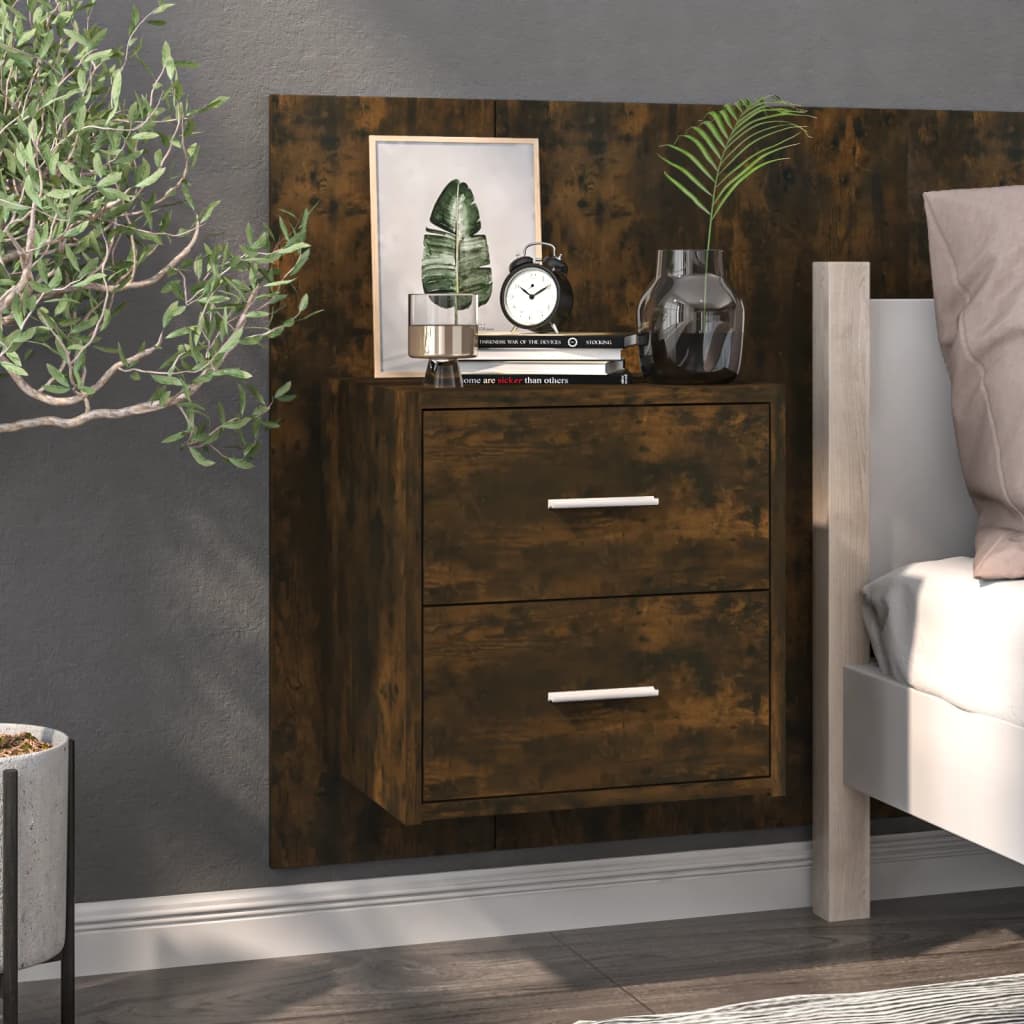 vidaXL Wall-mounted Bedside Cabinets 2 pcs Smoked Oak 3